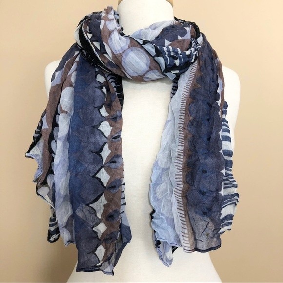 Blue Multicolor Abstract Long Scarf - Picture 1 of 6